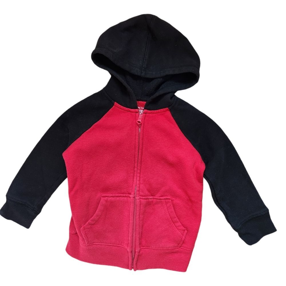 Jumping Beans Boys Softest Fleece Zippered Hoodie Size 18 months Red and Black